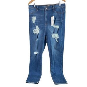 NEW Aphrodite AP Blue Distressed Skinny Jeans Womens 3XL‎ Blue Denim Stretch